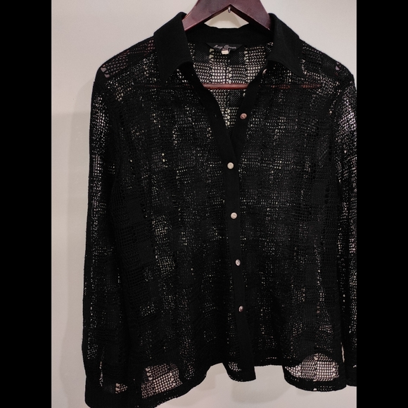 Black Crochet knit Shirt - Picture 5 of 11